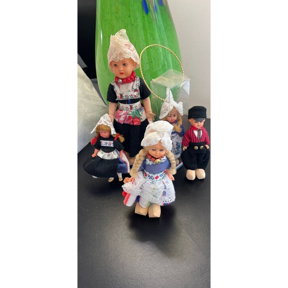 Vintage 1960's Lot of 5 Dolls Made In Holland Various Sizes